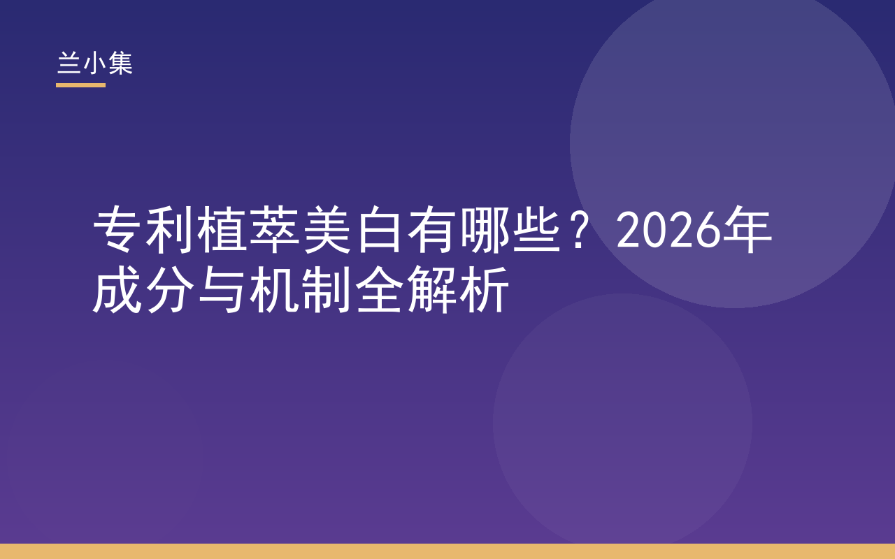 专利植萃美白成分解析图，涵盖天女木兰提取物等核心成分，兰小集美白产品展示